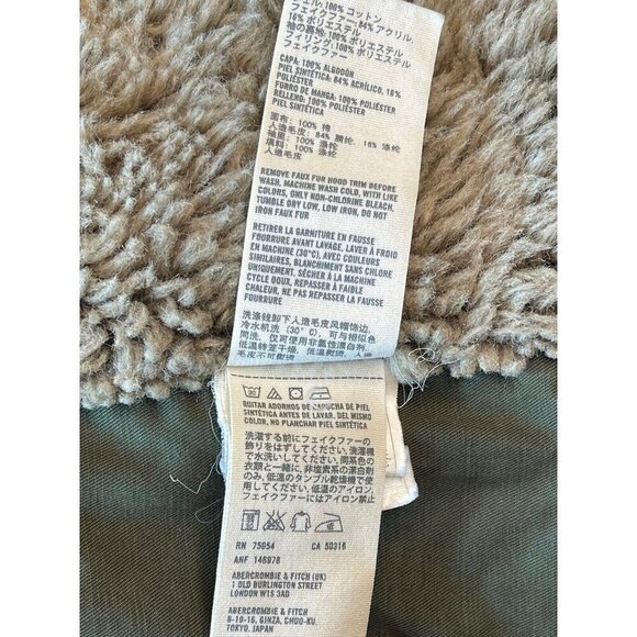 Vtg Abercrombie & Fitch Military Green Utility Sherpa Parka Jacket M Y2K Grunge - Picture 6 of 12